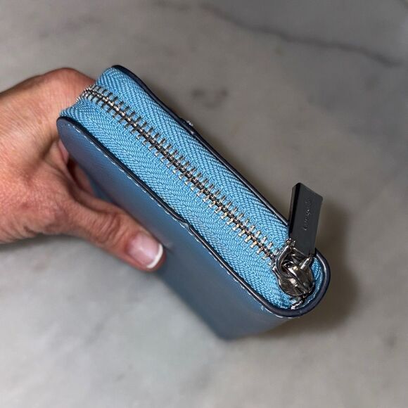 Kate Spade Wallet Leather Staci Blue White Colorblock Full Zip Continental - Picture 7 of 16